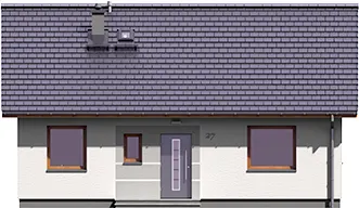 Projekt domu parterowego Aksamitka wersja standardowa - elewacja frontowa