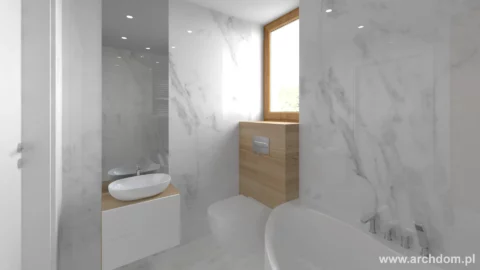 Projekt domu parterowego Aksamitka wersja standardowa - widok 1 - łazienka