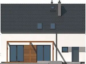 Projekt domu z poddaszem Hiacynt 2 wersja lustrzana- elewacja ogrodowa