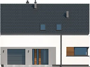 Projekt domu z poddaszem Hiacynt 2 wersja lustrzana- elewacja frontowa