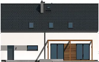 Projekt domu z poddaszem Hiacynt 3 wersja standardowa - elewacja ogrodowa