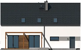 Projekt domu z poddaszem Hiacynt 3-L wersja lustrzana - elewacja ogrodowa