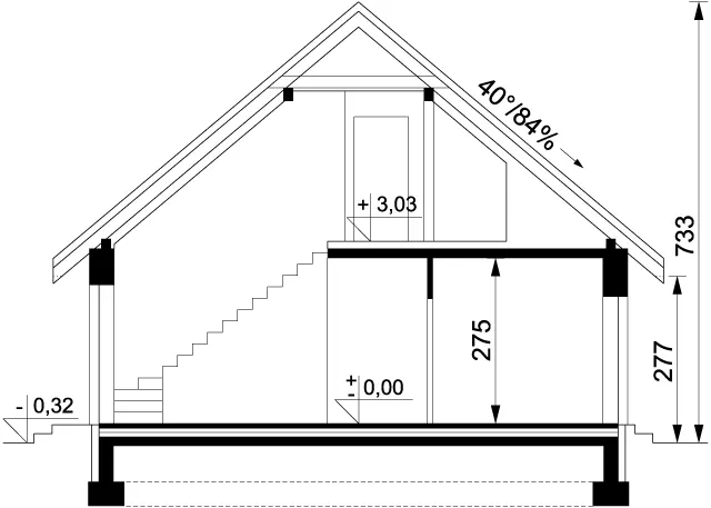 Projekt domu parterowego z poddaszem użytkowym Lubczyk 4 EKO - ArchDOM - przekrój
