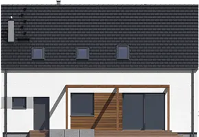 Projekt domu parterowego z poddaszem użytkowym CHROBOTEK 1 - wersja standardowa - elewacja ogrodowa