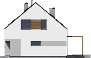 Projekt domu parterowego z poddaszem użytkowym CHROBOTEK 1 - wersja standardowa - elewacja boczna prawa