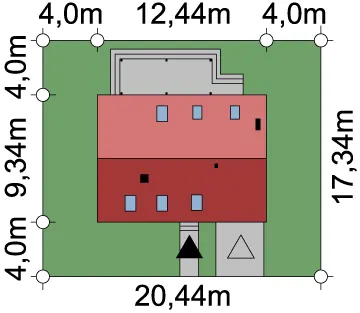 Projekt domu jednorodzinnego parterowego z poddaszem użytkowym CHROBOTEK 1 - wersja standardowa - sytuacja