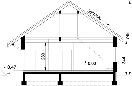 Projekt domu parterowego jednorodzinnego Aster 3 - przekrój