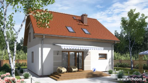 ArchDOM | https://archdom.pl | Projekt domu parterowego z poddaszem użytkowym Begonia 1- odbicie lustrzane - wizualizacja domu od strony ogrodu