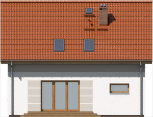 ArchDOM | https://archdom.pl | Projekt domu parterowego z poddaszem użytkowym Begonia 1- odbicie lustrzane - wizualizacja elewacji ogrodowej domu