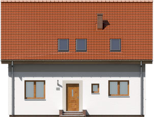 ArchDOM | https://archdom.pl | Projekt domu parterowego z poddaszem użytkowym Begonia 1- odbicie lustrzane - wizualizacja elewacji frontowej domu