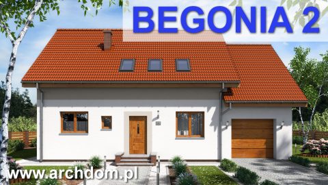 Prezentacja projektu domu jednorodzinnego parterowego z poddaszem użytkowym Begonia 2