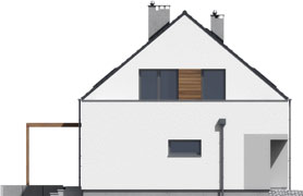 Projekt domu jednorodzinnego parterowego z poddaszem użytkowym CHROBOTEK 2 - odbicie lustrzane - elewacja boczna