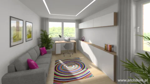 Projekt domu piętrowego Cyprysik odbicie lustrzane - widok pokoju 3 na piętrze
