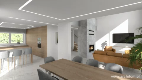 Projekt domu piętrowego Cyprysik odbicie lustrzane - widok salonu 3
