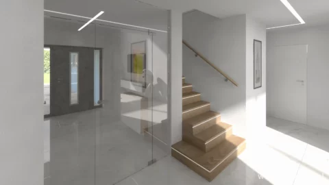 Projekt domu piętrowego Cyprysik odbicie lustrzane - widok holu