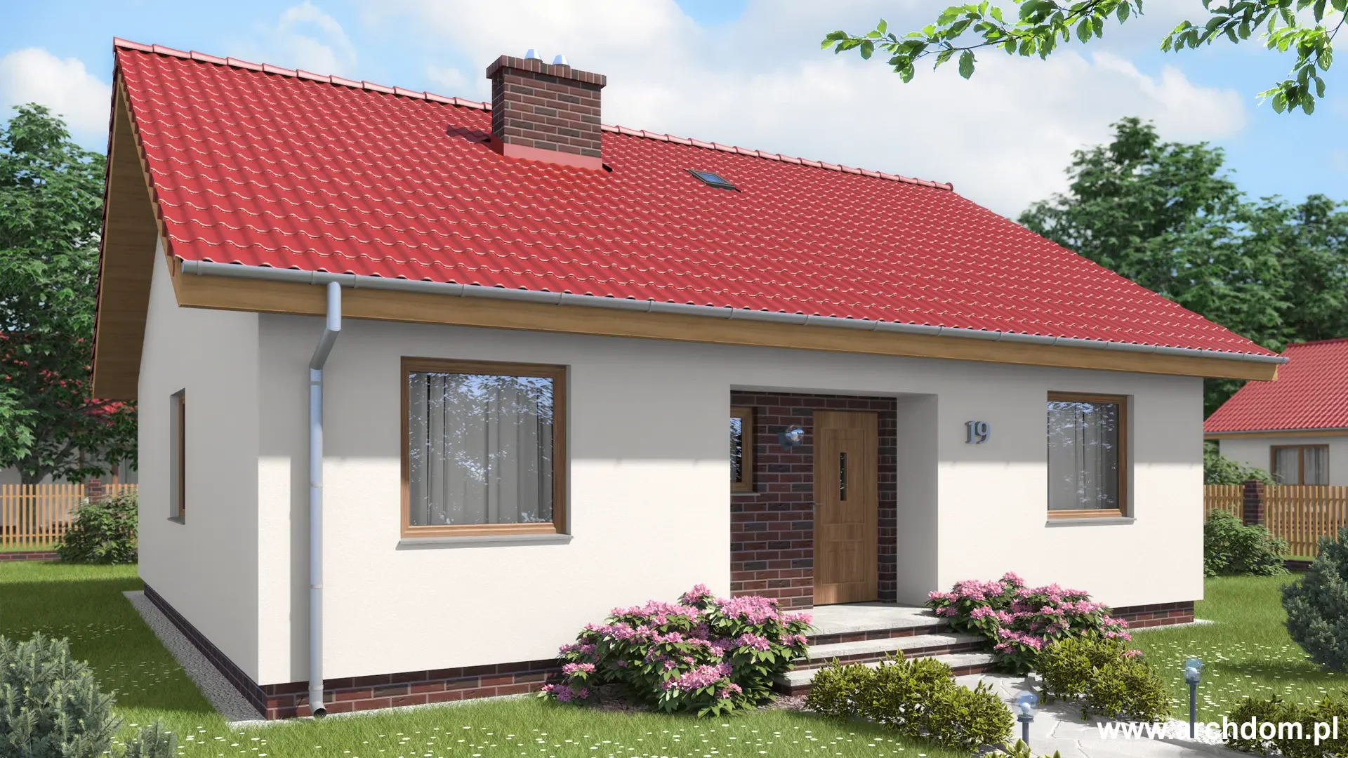 ArchDOM | https://archdom.pl | Projekt domu parterowego jednorodzinnego Rumianek 1 - wizualizacja frontu domu