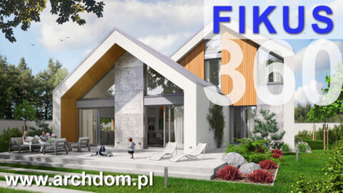 Projekt domu parterowego z poddaszem użytkowym FIKUS odbicie lustrzane - spacer wokół domu