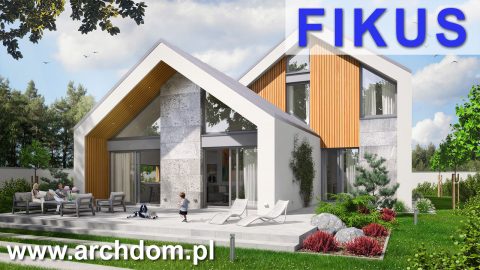 Prezentacja projektu domu jednorodzinnego parterowego z poddaszem użytkowym Fikus