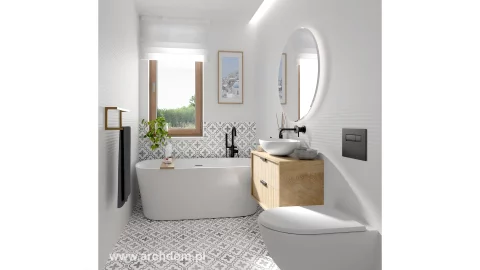 Projekt domu parterowego jednorodzinnego Poziomka 1 - widok łazienki
