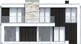 Projekt nowoczesnego domu piętrowego G-HOUSE - elewacja ogrodowa
