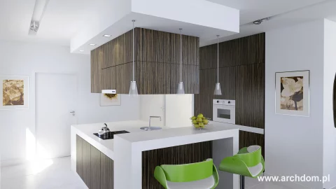 Projekt nowoczesnego domu piętrowego G-HOUSE - widok na kuchnię