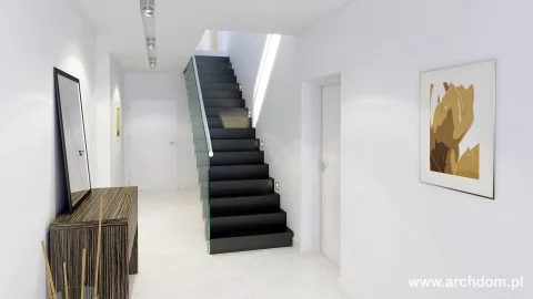Projekt nowoczesnego domu piętrowego G-HOUSE - widok na schody