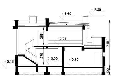 Projekt nowoczesnego domu piętrowego GRAB 1 - przekrój