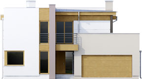 Projekt nowoczesnego domu piętrowego GRAB 1 - elewacja frontowa